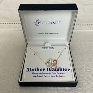 Mother Daughter Silver and Rose Tone Necklace